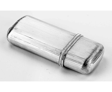 Silver cigar case, 934/000, rectangular model with a rib finish with a cable edge. Ghent, 1812-1842. about 136 grams. 13x6x2.