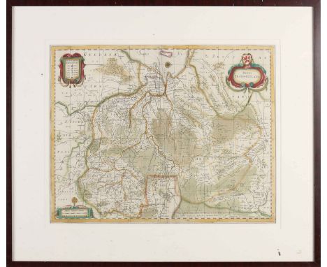 Antique Dutch map Ditio-Isulana. Joannes van Waesberge, 1645 - 1660. Hand colored. Geldriae + Frisiae. Engraving on paper. Di