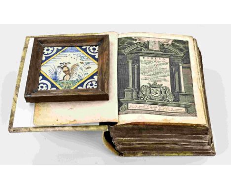 18th century Dutch bible + a 17th century Dutch tile. Bible States General 1761, in Amsterdam, by PH Losek and H. Brandt, Ond