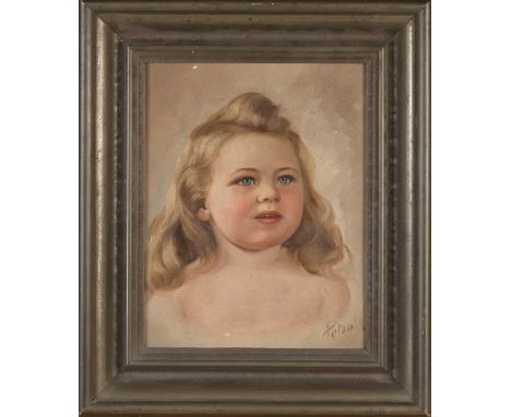 Petzold. Circa 1930 - 1950. German School. Girl portrait. Minor damage(s). Dimensions: H 30 x W 24 cm. In fair/good condition