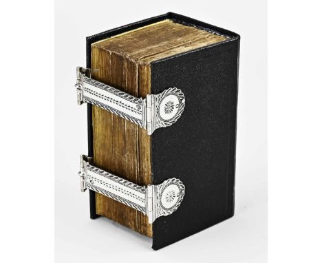 States Bible with silver, 833/000. Bible with black leather cover with 2 silver locks, contoured model richly decorated with 