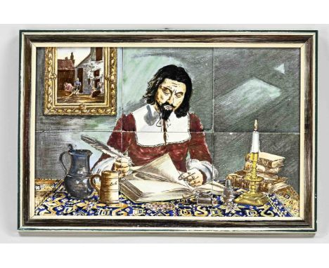 Old Dutch 6-pass polychrome tile tableau. Grolsch Beer. Second half of the 20th century. Dimensions: H 20 x W 30 cm. In good 