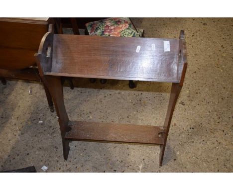 Small oak Arts &amp; Crafts book trough with heart shaped decoration