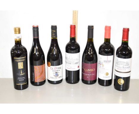 Seven various bottles of assorted wine to include Bordeaux