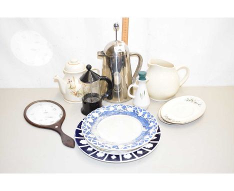 Mixed Lot: Coffee percolator, various teapots, decorated plates etc