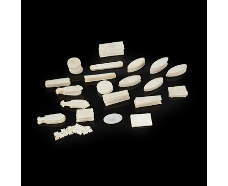 LARGE COLLECTION OF MOTHER-OF-PEARL GAMING COUNTERSQING DYNASTY, 19TH CENTURY comprising: fish shaped counters; rectangles wi