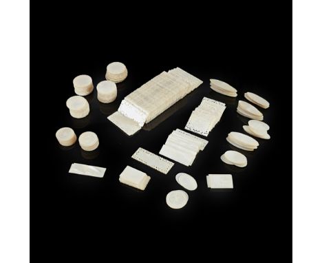 LARGE QUANTITY OF MOTHER-OF-PEARL GAMING COUNTERSQING DYNASTY, 19TH CENTURY comprising: rectangles with pierced leaf borders,