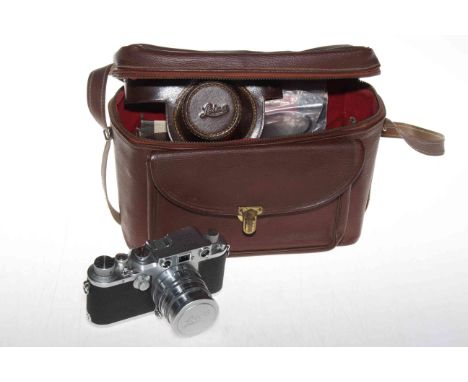 Leica iiic camera serial no. 375672 (red shutter curtains) including hard case, manual etc.