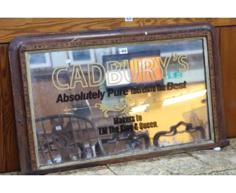 Vintage Cadbury's advert overmantel mirror in inlaid walnut frame, 54 x 87cm.