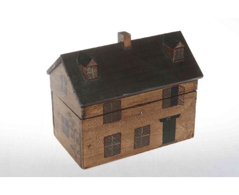 Decorative house tea caddy, 25 x 20cm.