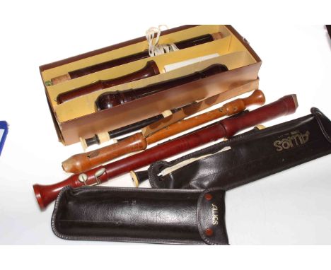 Bass Recorder (no mouth piece), Tenor Recorder, various Recorders and whistles.