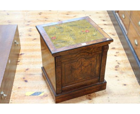 Victorian walnut stool commode, 50.5 x 47 x 44cm.