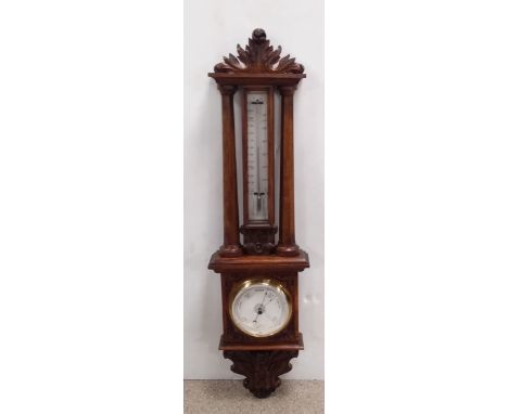 Very Clean Vict Oak Aneroid Barometer Dimensions: 75cm H x 20cm 