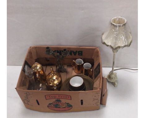 Misc Lot , Royal Worcester Tea Service , Brass Candlestick, Lamp ETC