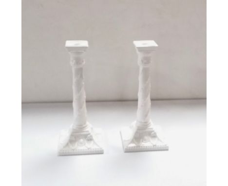 Pair of Royal Worcester Candle Sticks  Dimensions: 27cm H