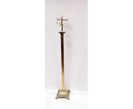 Brass Standard Lamp with Paw Terminal Feet