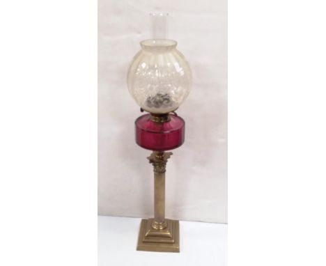 Vict Cranberry Oil Lamp Dimensions:  76cm H