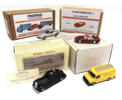 FOUR WHITE METAL & OTHER MODEL VEHICLES  comprising a Promod Marcos Mantura, silver, near mint; Promod No.PRO200R, TVR Griffi