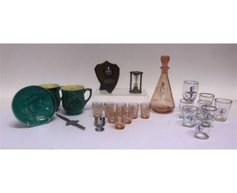 A FESTIVAL OF BRITAIN (1951) COLLECTION  comprising a decanter and eight matching shot glasses; a caddy spoon; letter opener;