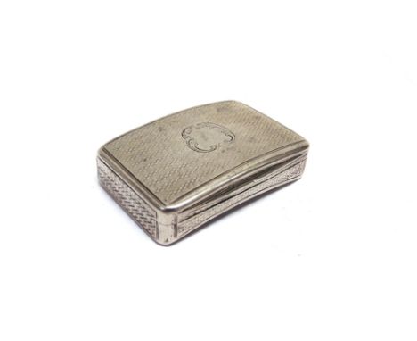 A GEORGE III SILVER SNUFF BOX  by Matthew Linwood, Birmingham 1806, of bowed rectangular form, engine turned decoration, vaca