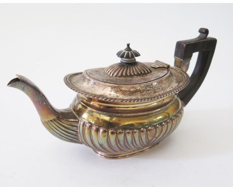 A Victorian Silver Teapot with ebony handle, Birmingham 1898, George Unite, 400g gross 