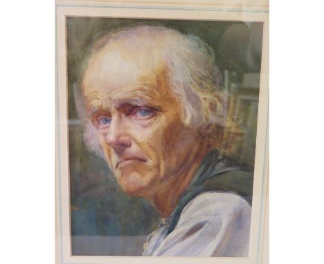 Shoulder Length Portrait of Old Man, watercolour, 22 x 17cm 