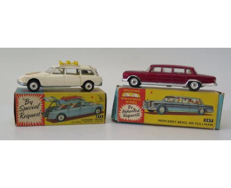 Two Corgi Die Cast Vehicles: 247 (model good, box with instructions complete but squashed) and 475 (model good with figure, f