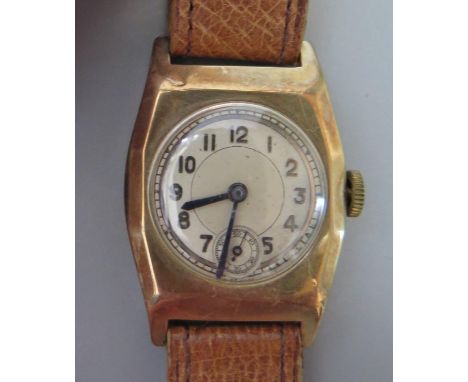 A 9ct Gold Manual Wristwatch with 15 jewel Swiss movement, Chester 1938, winds and runs 