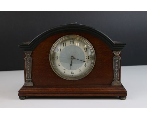 A French platform escapement wooden mantel clock. 