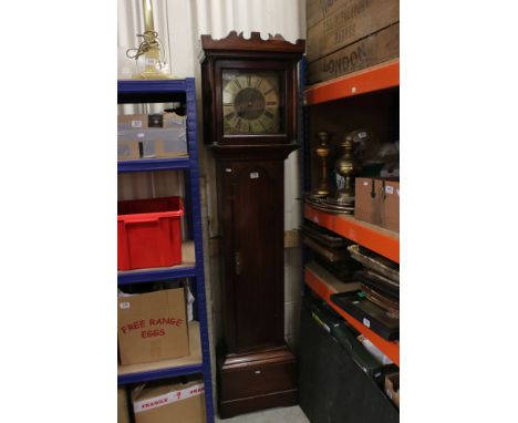 19th century Mahogany 8 Day Longcase Clock, the square brass face with Roman numerals and marked Wm Barlon Lynn, 203cms high,