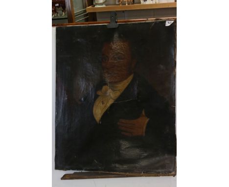19th century Oil on Canvas Half Length Portrait of a Gentleman,  46cms x 76cms (a/f) 