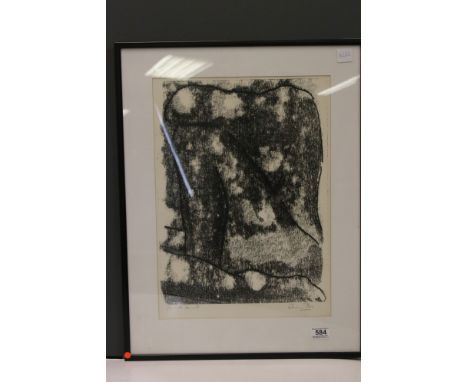 A framed and glazed print titled Des With Love R  indistinct signature and blind stamp 50 x 35 cm. 