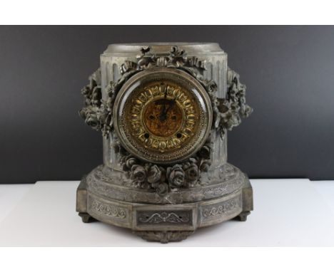 Ansonia of New York iron mantel clock with gilt dial 