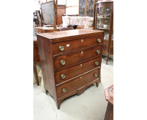 Mahogany chest of four drawers, first quarter 19th century and later, with arrangement of four long drawers along the apron w