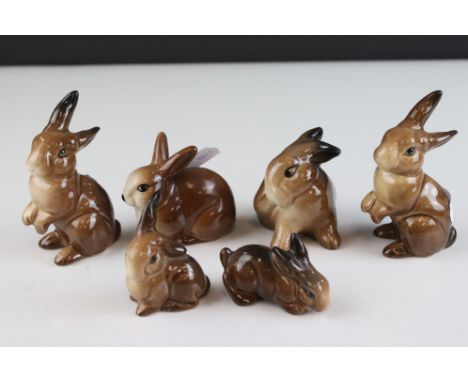 Collection of Five Beswick Rabbits including models 2 x 823, 824, 825, 826 plus another Ceramic Rabbit 