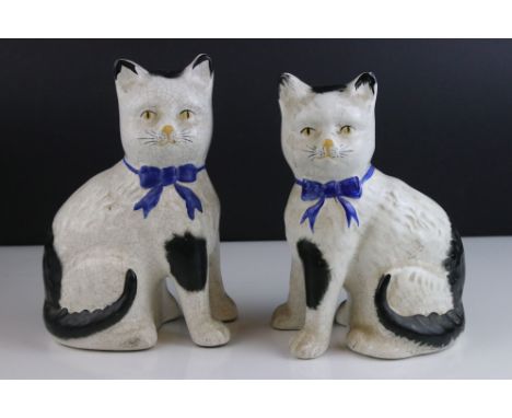 Pair of ceramic Staffordshire cats 