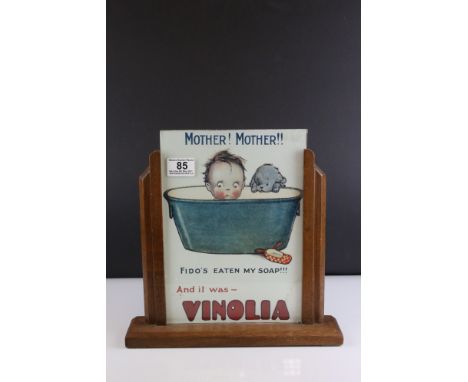 Art Deco Oak Picture Frame containing an Advertising Style Print, 31cms high 