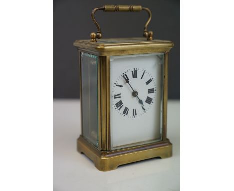 French ceramic and brass 19th century carriage clock 