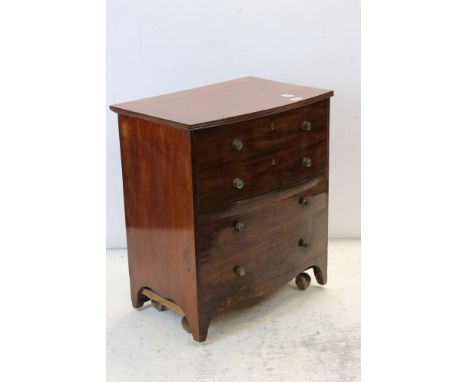 19th century mahogany commode chest, bow front form, hinged lid, approx 62.5cm wide, 72.5cm high, 43cm deep 