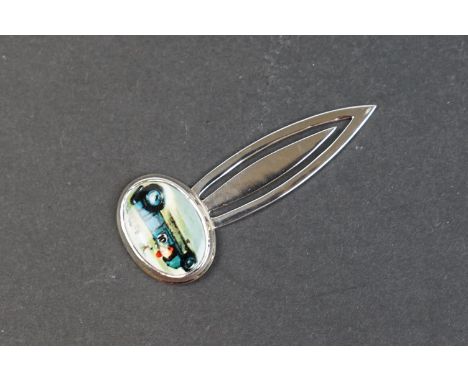 Silver and enamel bookmark, stamped Sterling 