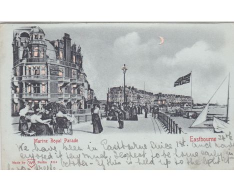 Postcards-Eastbourne 1904 Hold to Light used postcard-Marine Royal Parade pub WH Bermin