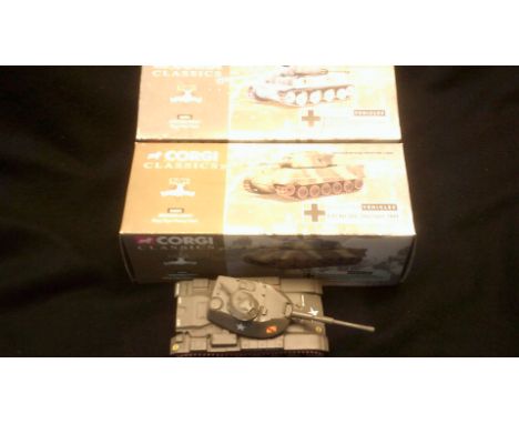 Corgi Classics-(3) tanks-German Army-Tiger MKI Tank-No.66501-German Army-King Tiger Heavy Tank No.66601-(2) Boxed (1) unboxed