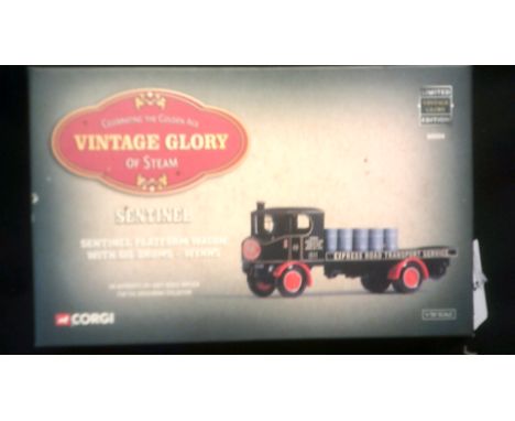Corgi-Vintage Glory - Sentinel Platform wagon with oil drums-'Express Rd Transport Service' serial no.2036-Limited Edition 80
