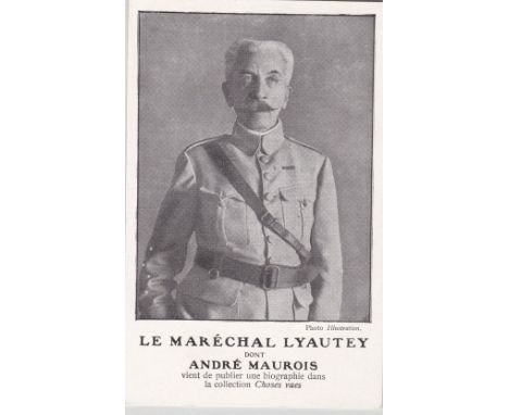 Postcards-Military-France-Paris Library ‘Plon’ advertisement postcard – full portrait photo Y Le Marechal Lyautey- Biograph p