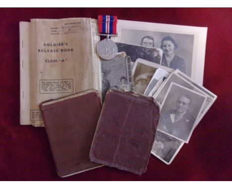 British WWII Soldiers documents and medal collection, Soldiers Service Pay Books and Release Book to: 14756952 Cpl. Williams,