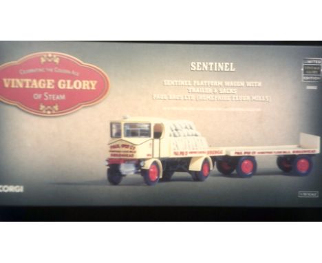 Corgi-Vintage Glory - Platform Wagon with Trailer + Sacks-'Paul bros' serial no.3010, Limited Edition No.80002