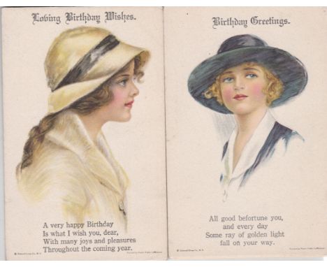 Postcards-Glamour-three beautiful postcards glamorous ladies, by Pearl Fidler leMunyon (3) unused-American Girl series nos.83