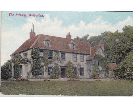 Postcards-Norfolk-Mulbarton rectory-colour view, used 1911 Mulbarton Thimble cancel