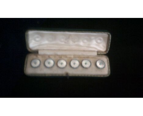 Vintage Buttons-Six boxed Mother of pearl boxed gentleman’s dress studs, very good condition