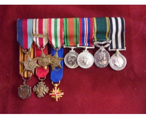 British WWII ten place Miniature Medal Group  including: 1939-45 Star, The Africa Star with '8th Army' clasp, The Italy Star,